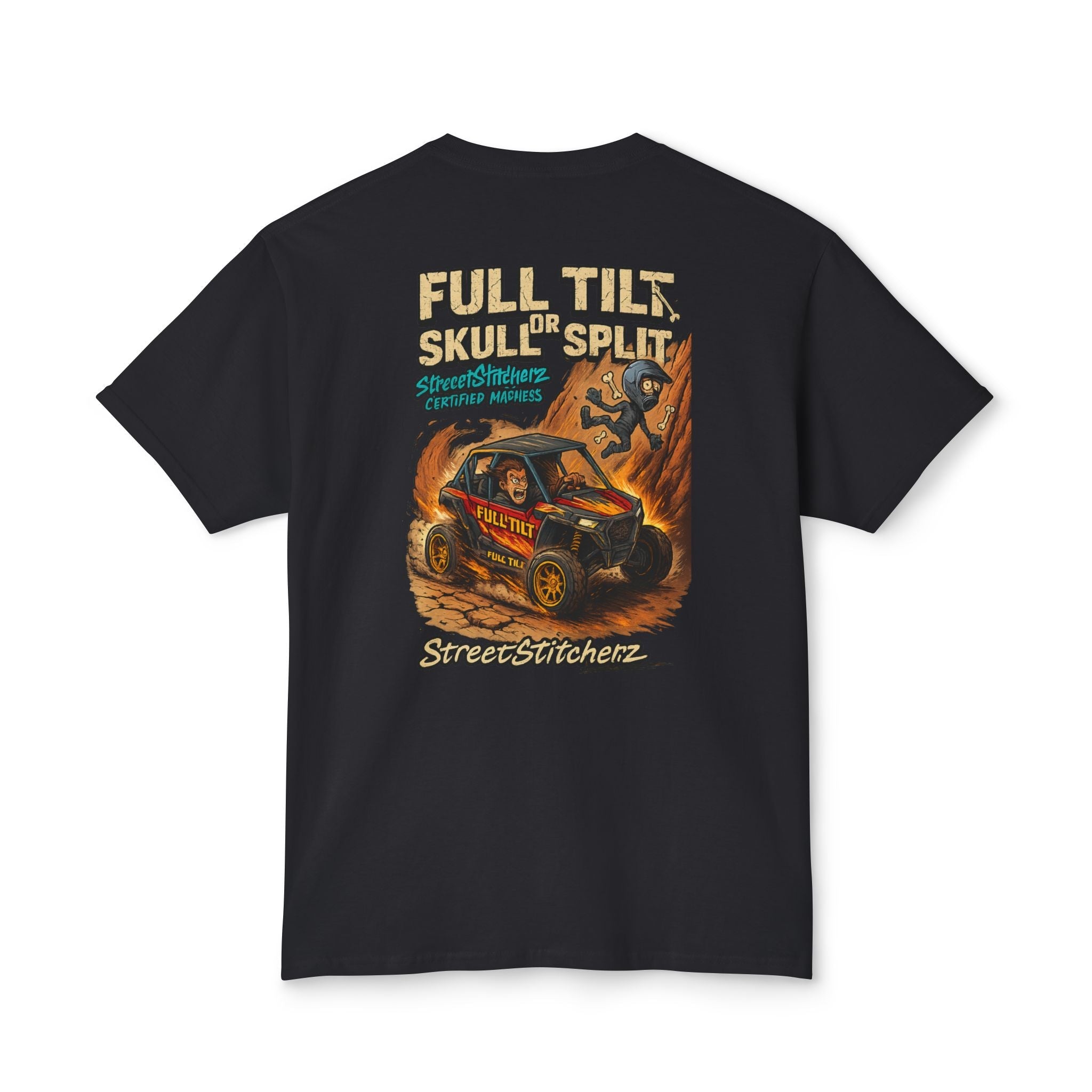 Full Tilt Skull Split Unisex HD Cotton™ T-shirt | Graphic Tee for Racing Fans, Motorsport Gift, Casual Wear, Unique Design Printify